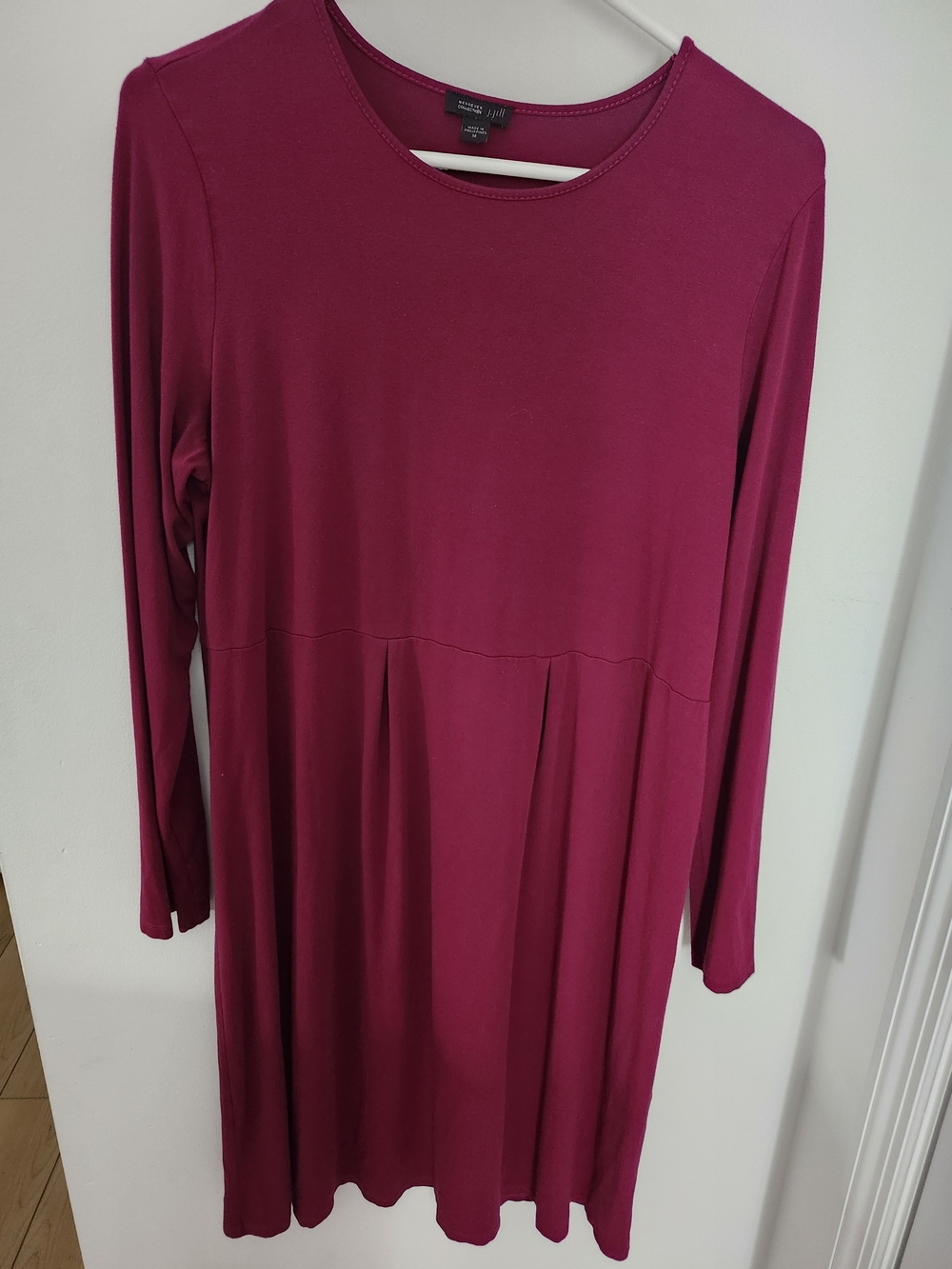J. Jill Long-Sleeve Midi Swing Dress in Berry
